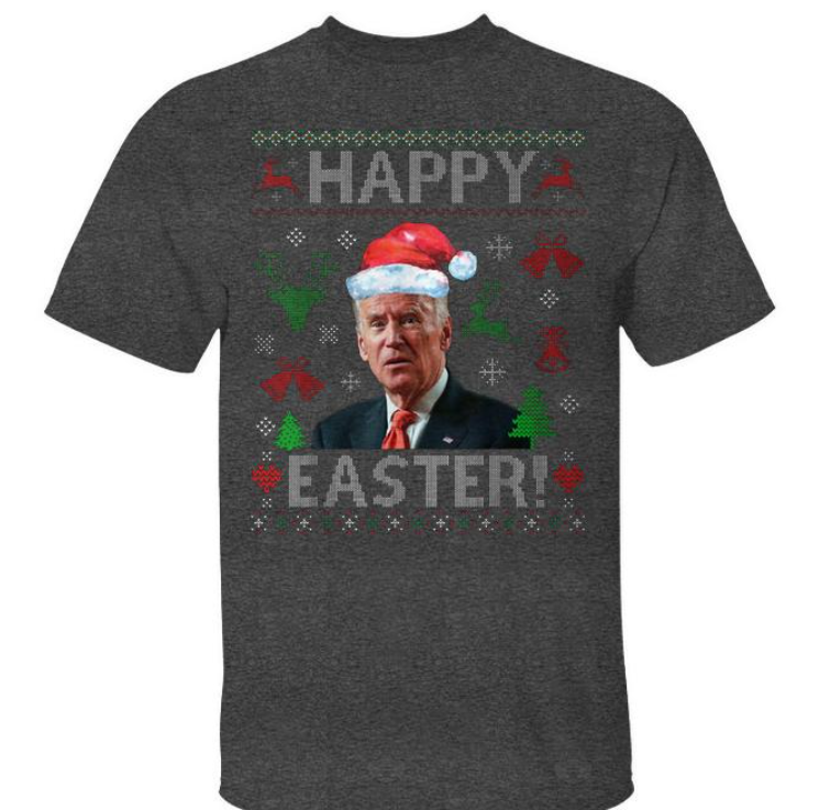 Joe Biden Ugly Christmas Sweater Biden Christmas Sweater T-Shirt Size  L, Gray