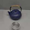 Juvale Japanese Cast Iron Teapot with Infuser & Stovetop Tea Kettle - 34 oz, Blue - Heat Retention, Removable Lid & Fold-Down Handle