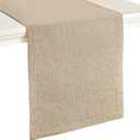 Mebakuk Linen Farmhouse Table Runner Large Burlap Style Soft and Waterproof Decorative Fabric Runner for Outdoor Wedding and Dinner (14 x 36 Inch, Mocha)