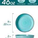 vancasso Pasta Bowls Set of 4, 46 oz Ceramic Salad Serving Bowls and Soup Bowls, Microwave Safe Pasta Plates, Large Shallow Kitchen Dishes, Bonita Series - Blue