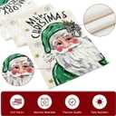 4 x Artscope Merry Christmas Santa Claus Table Runner, Xmas Winter Snowflakes Holiday Kitchen Dining Table Decoration for Christmas Home Party Decor 13x72 Inch-Green