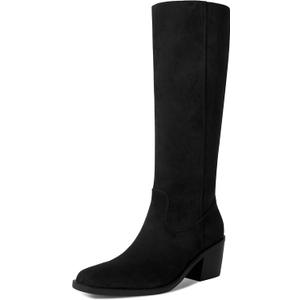 Women's Knee High Boots Suede Square Toe Chunky Heel Fall Winter Tall Boots With Side Zipper (6)