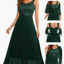 BeryLove Formal Wedding Guest Sequin Prom Dresses Cocktail Evening Lace Elegant Mother of The Bride Dress M