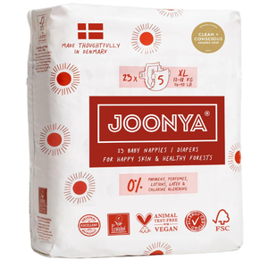 Joonya Baby Diapers, Size 5 XL (26-40 lb) - 1 Bag of 23 - Non Toxic, Eco-Friendly, High Absorbency, Overnight Use, Ultra Slim & Soft - Made in Denmark