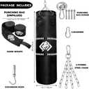 ZOOFOX Punching Bag for Adults, 4 Ft Heavy Bag with Chains and Hand Wraps for Beginners, 5-in-1 Boxing Bag for Kickboxing, MMA, Muay Thai, Karate, Home Gym or Fitness, Unfilled, 16 inches diameter, 47 inches height