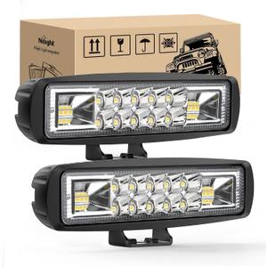 Nilight LED Pods 2PCS 6 Inch 60W Flood Spot Beam Combo Light Bar Driving Fog Off Road Lighting 12V 24V for Trucks UTV ATV Marine Boat Golf Cart Trailer