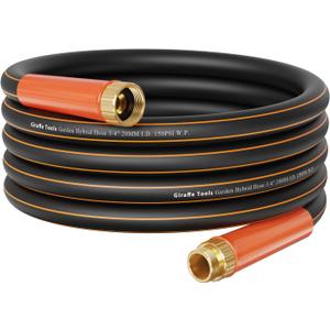 Giraffe Tools Garden Hose 25ft x 3/4", Heavy Duty Water Hose, Flexible, Hybrid Lightweight Hose, Male to Female Fittings, Burst 600 PSI