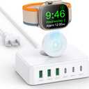 125W USB C Fast Charger Charging Station Block for Apple Watch Charger, USB C 6 Port PD GaN Fast Charger Hub Power Adapter for iPad iPhone 17 16 15 14 13 Apple Watch 10 9 8 7 6 5 Galaxy S23 Note 20