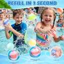 12 Pcs Reusable Water Balloons for Kids, Quick Fill, Self Sealing, Non-Magnetic, Silicone, Refillable Water Balloons, Backyard, Pool, Beach Water Games for Boys & Girls, Water Toys for Kids Ages 4-8