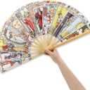 Weysat Tarot Card Hand Fan Rave Fan Fortune Teller Decor Oversized Folding Bamboo Witchy Gifts for Women Gypsy Cosplay EDM Music Gala Festival Mystic Accessories(Novel)