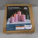 LUSHABOR Flameless Candles, 4 Pack Battery Operated Candles with Remote, Real Wax LED Fake Candles with Timer Flickering for Christmas Wedding Home Party D3 H 5" 6" 7" 9" Pink