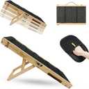 Dog Ramp for Bed & Couch, Foldable 4 Adjustable Dog Stairs for Small & Medium Dogs, Non-Slip Carpet Surface, Solid Pine Wood Dog Ramp for High Bed Sofa, Portable Dog Steps for Bed