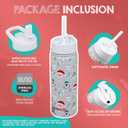 FAHRMOSIS 18 OZ Kids Water Bottle with Straw & 2 Lids (Flip & Spout) Leak Proof Metal Insulated Stainless Steel Reusable Tumbler for School & Sports Water Bottle - White (Winter)