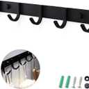 Ihomepark Coat Hooks Wall Mounted, Heavy Duty Metal 5 Coat Hanger Rack for Coat Hat Towel Purse Robes Keys Mudroom Bathroom Entryway (1 Pack, Black)