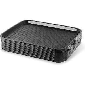 New Star Foodservice Fast Food Tray, Set of 12 (Black, 14 by 18-Inch)