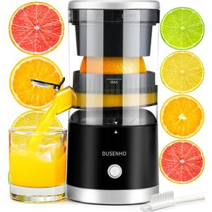 Electric Citrus Juicer Rechargeable - Electric Juicer Machines with USB and Cleaning Brush Portable Compact Juicer for Orange, Lemon, Limes (Black)