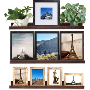 MBYD Floating Shelves 3 Same Dimensions, 24 Inch Deep Walnut Solid Wooden Shelves for Wall, Wall Mount Picture Ledge Wall Shelf for Home, Kitchen, Office, Living Roo