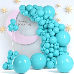 Teal Blue Balloons, 140pcs 18 12 10 5 Inch Different Sizes Pack Party Latex Balloons for Birthday Halloween Holiday Balloon Garland as Party Decorations