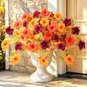 4Pcs Artificial Fall Flowers for Outdoors Fake Fall Petunias for Decoration
