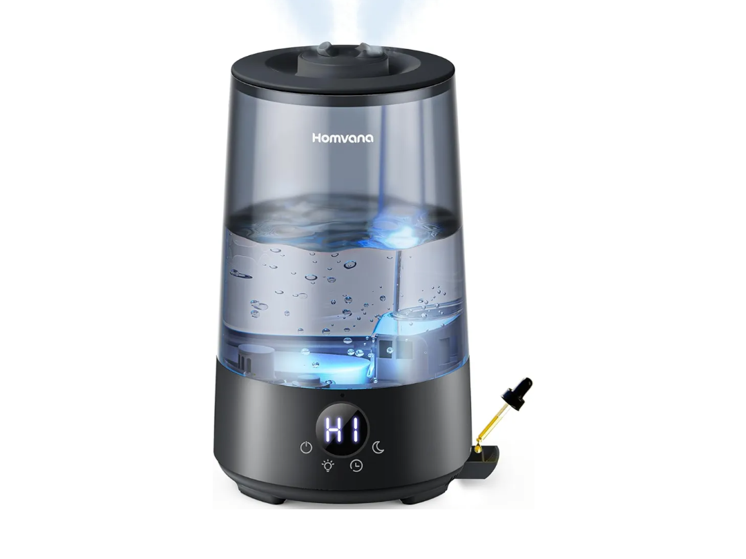 Homvana 3.6L Cool Mist Humidifiers for Bedroom, Large Room, Home, House, Office, Living Room, 34H Top Fill Easy to Clean Small Humidifier for Plants indoor, Grow Tents, Greenhouse, Filterless (Black)