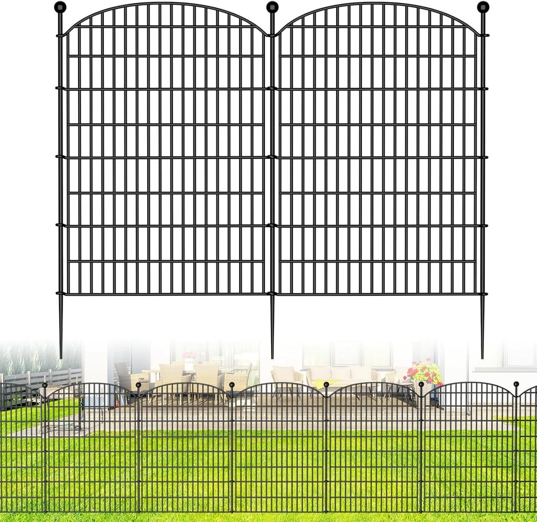 10 Panels No Dig Decorative Garden Fence - 40 in (H) x 23.6 ft (L), Dog Fence Outdoor for YardRustproof Metal Animal Barrier Ground Stakes Fencing for Garden, Patio, Flower Bed