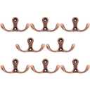 Pack of 2 Ulifestar Coat Hook Coat Rack, Double Prong Metal Towel Hook Wall Hook for Hanging Clothes, Pants, Purse, Robe, Towel, Belt, Tie, Key, Mug, Cup, Wreath, Heavy Duty Rustic Bathroom Hanging Hooks, Set of 8 (Red Copper)