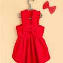 GORGLITTER Bow Dog Dress Ruffle Trim Princess Dress Pet Clothes with Bow Clip Red X-Large