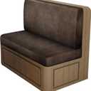 Leather Look RV Dinette Cushion Covers, Stretch Camper Cushion Slipcovers for Travel Trailer Couch RV Booth Seat, Replacement Camper Sofa Chair Protector (1 Backrest Cover & 1 Bench Cover,Brown)