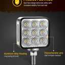 Partsam 2Pcs 3 inch Square Double Face 30LEDs Turn Signal Pedestal Fender Light, Amber/Red To Blue Auxiliary Lights for Semi Truck, T-Mount, Clear Lens