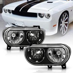 ACANII - For 2008-2014 Dodge Challenger SE|R/T [Halogen Model] Black Headlights Headlamps Replacement Pair Left+Right