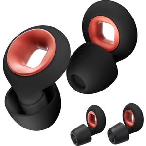 Concert Ear Plugs, 2 Pair BNU High Fidelity Noise Cancelling Earplugs Hearing Protection for Musicians,Festivals,Raves Sleep, 25-33db Noise Reduction 6 Pair Reusable FoamSilicon Tips in S/M/L Black