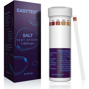 Saltwater Pool Test Strips, Swimming Pool and Spa Salt Test Strips Kit for Sodium Chloride Content 0-8000 ppm, 25 Count