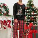 MyFav Matching Family Christmas Pajamas Set Soft Holiday Clothes Sleepwear (Black, L)