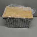 2 Pack Storage Stackable with Bamboo Top for Kitchen Laundry Room Organizers, Large Trash Bag Holder and Garbage Bag Dispenser