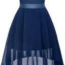 Girls Floral Lace Dress Easter Bridesmaid Vintage Formal Cocktail Party Swallowtail Swing Dresses 7-14 Years (13-14 Years, Navy Girls Dress)