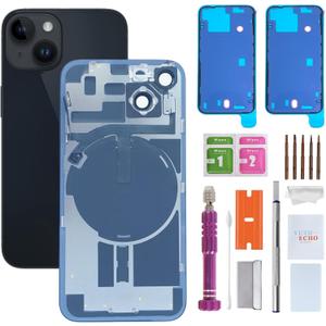 Back Glass Replacement for iPhone 14(6.1 inches Midnight) Integrated Glass & Wireless Charging Repair Tools are Included