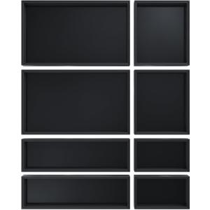 Greatseas Bathroom Drawer Organizer Trays, Bamboo Drawer Organizer Kitchen Utensils Silverware Organizer, 8 PCS Wood Box Stackable Bins for Makeup, Office Desk, Junk Drawer (Black)