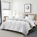 Serta Goose Feather Down Fiber Comforter King Size - 100% Cotton Cover Duvet Insert - Hotel Luxury Hypoallergenic Bedding Comforter All Season Medium Warmth 106 x 90 Inch White
