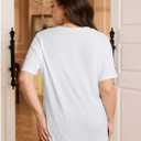 Women's Plus Size Tops Bowknot Split T Shirts Short Sleeve Crewneck Elegant Summer Tee Top (XX-Large Plus)