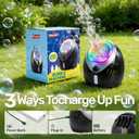 Play-Act Bubble Machine for Kids, Toddlers, Rechargeable Battery Operated Bubble Machine Blower with Solutions and USB Charging Cable, Party Favors, Summer Outdoor Toy for Wedding, Kids Birthday Gift