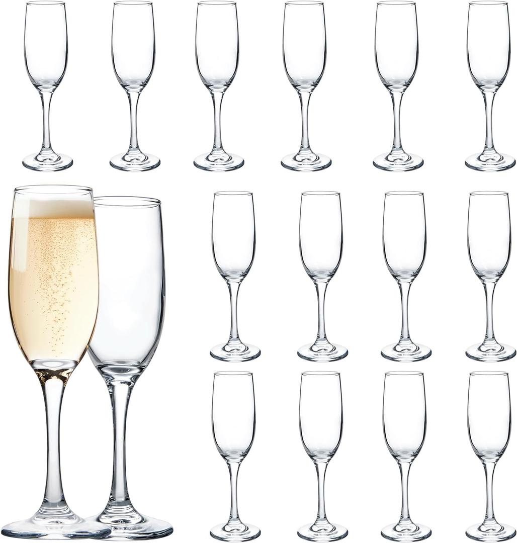 UMEIED Set of 16 Champagne Glasses, Champagne Flutes with Classic Shape, Long stem Sparkling Wine glasses for Wedding, Restaurant, Bar, Wine Toasting, Clear (Transparent)