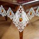 ARTABLE Clear Table Cloth Protector Vinyl PVC Rectangle with Floral Print Pattern Oil Proof Wipe-able Plastic Tablecloths for Dining Tables Parties Holidays (Lace-1, 120" x 60" (Rectangular))