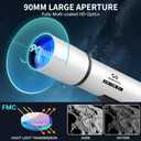 WOSPORTS Telescope for Adults High Powered, 90mm Aperture 600mm Astronomy Portable Professional Refractor Telescope for Beginners, Magnification 180X, with Adjustable Tripod, Phone Adapter, Carry Bag, Large Sofa, Light Gray