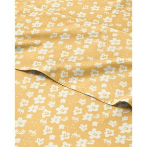 Floral Sheets - Yellow Floral Bed Sheet Set - 1 Flat, 1 Fitted & 1 Pillowcase w/ Deep Pockets - Comfy, Wrinkle & Fade Free - Boho Botanical Bedding - Ultra-Soft, Breathable & Cooling - Twin Size Set