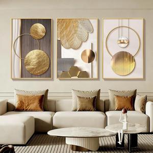 Modern Rose Gold Wall Art, Large, Framed, 3 Pieces, 24x36in