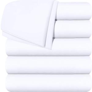 Utopia Bedding Flat Sheets - Pack of 6 - Soft Brushed Microfiber Fabric - Shrinkage & Fade Resistant Top Sheets - Easy Care (Queen, White)
