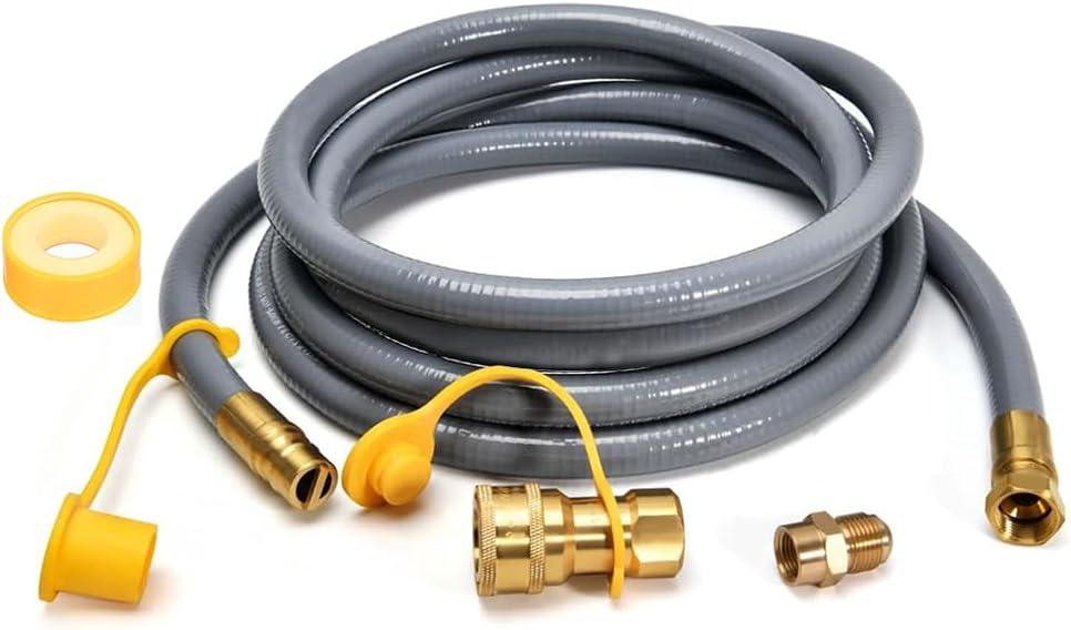 Natural Gas Hose 1/2 Inch 10Ft, Natural Gas Line Hose with Quick Connect Fittings, Use for Grill, Patio Heater, Pizza Oven, BBQ Conversion, CSA