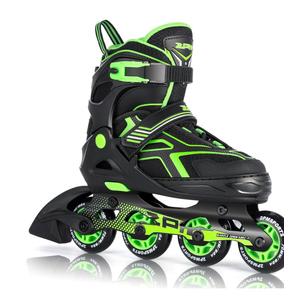 2PM SPORTS Torinx Green Boys Adjustable Inline Skates, Fun Beginner Roller Skates for Kids, Youth, Girls, Men and Women (size  M yth)
