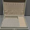 Jewelry Box for Women Girls, 2 Layers Jewelry Organizer Container with Lock, PU Leather Storage Case with Removable Tray, Jewelry Display Box for Necklaces Earrings Bracelets Rings Watches - White