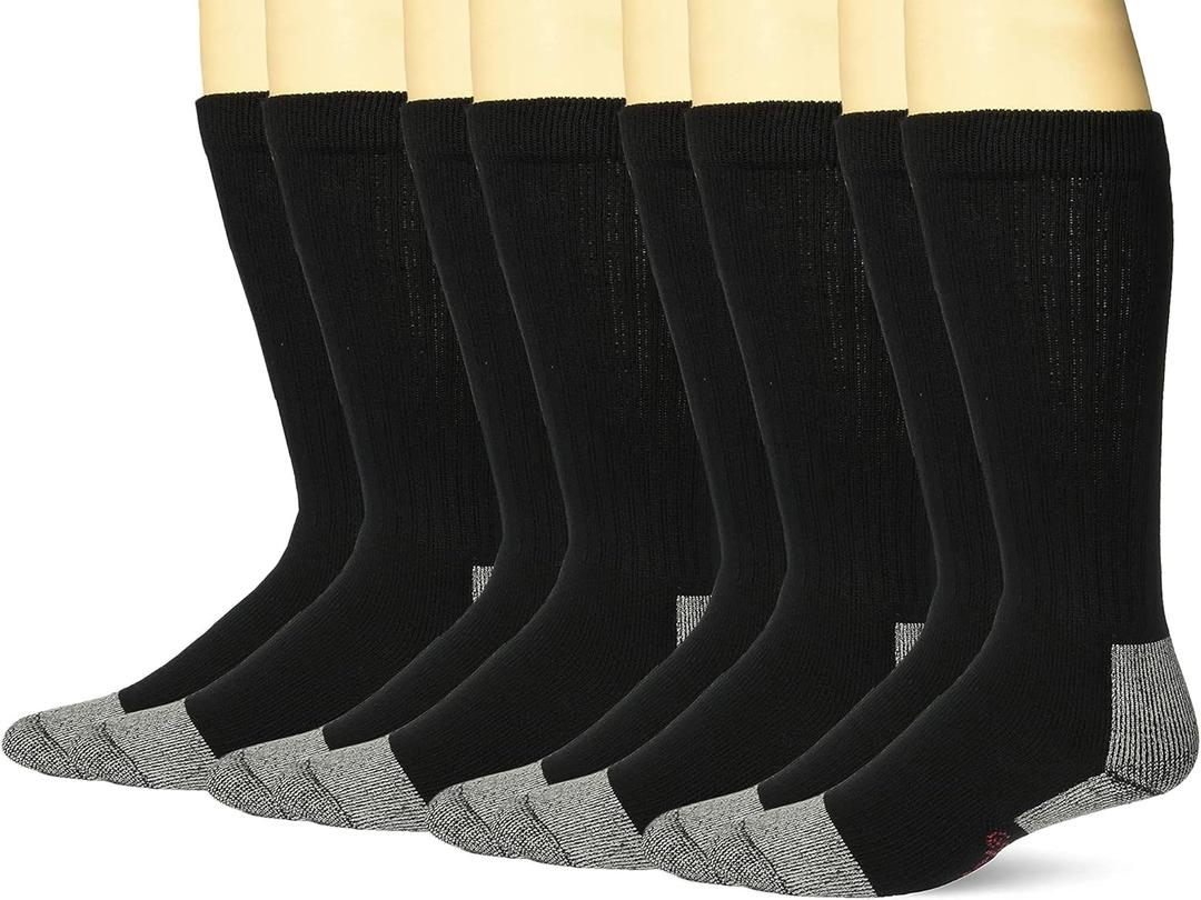 Wrangler Men's Riggs Workwear Over The Calf Work Boot Socks 4 Pair Pack (Large, Black)